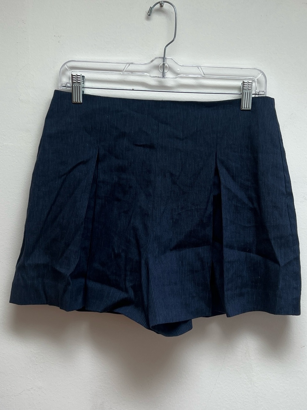 BCBGMAXAZRIA Women’s Navy Linen Blend Pleated Skort Shorts BBC7D073 S